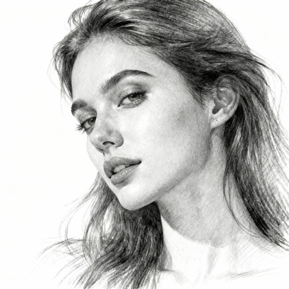 Picture to Drawing AI - Portrait photo converted to pencil sketch example