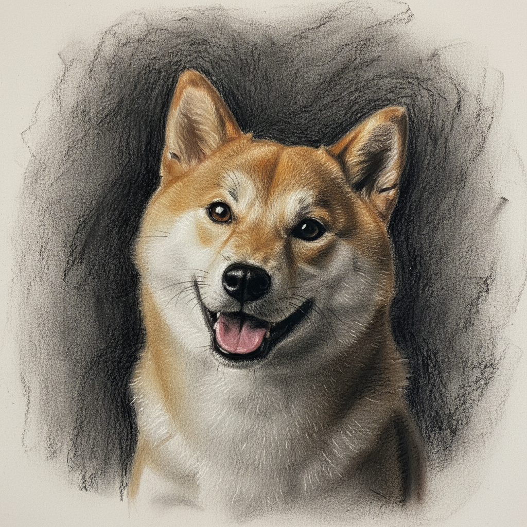 Pet photo converted to dramatic charcoal sketch